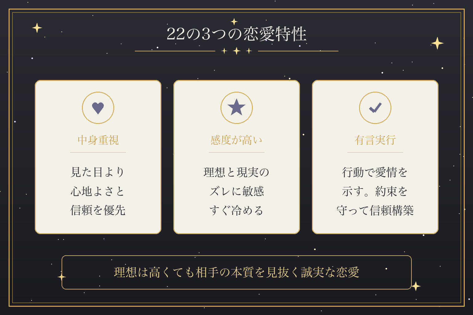 22の3つの恋愛特性