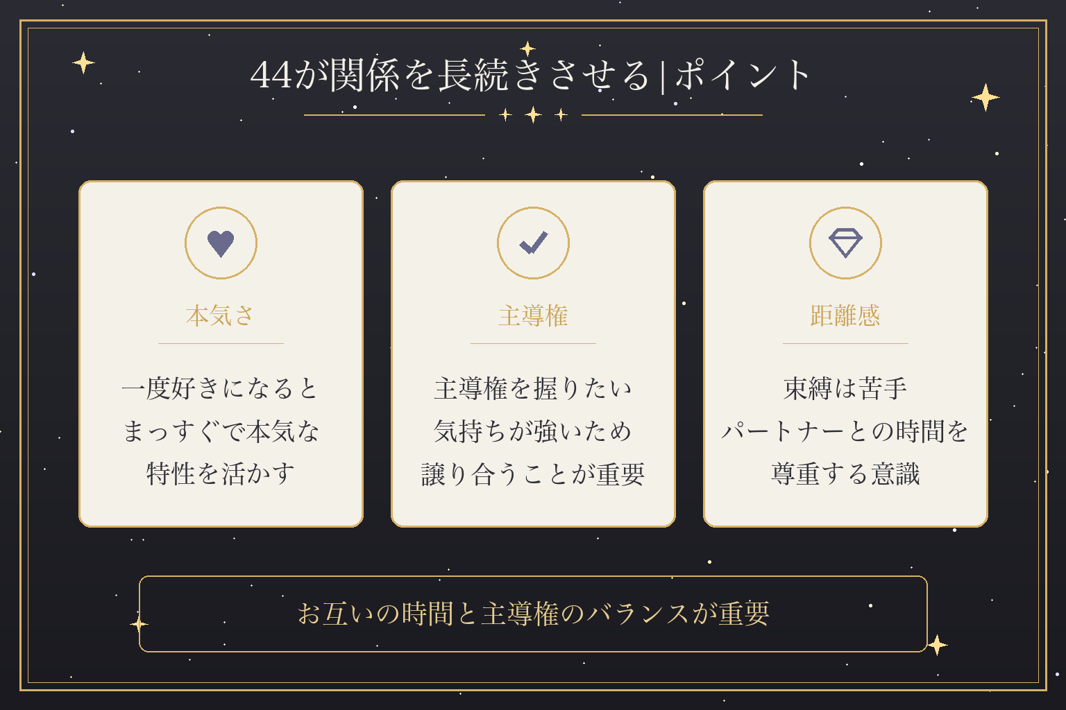 44が関係を長続きさせる|ポイント