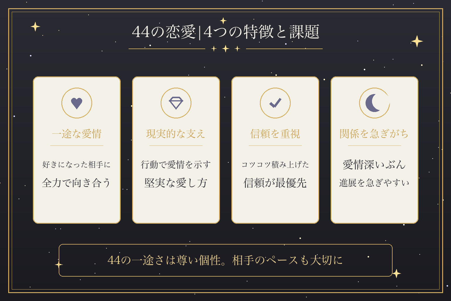 44の恋愛|4つの特徴と課題