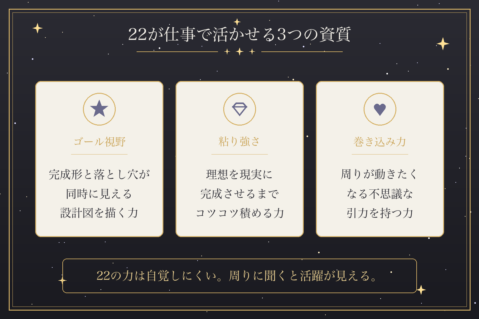 22が仕事で活かせる3つの資質