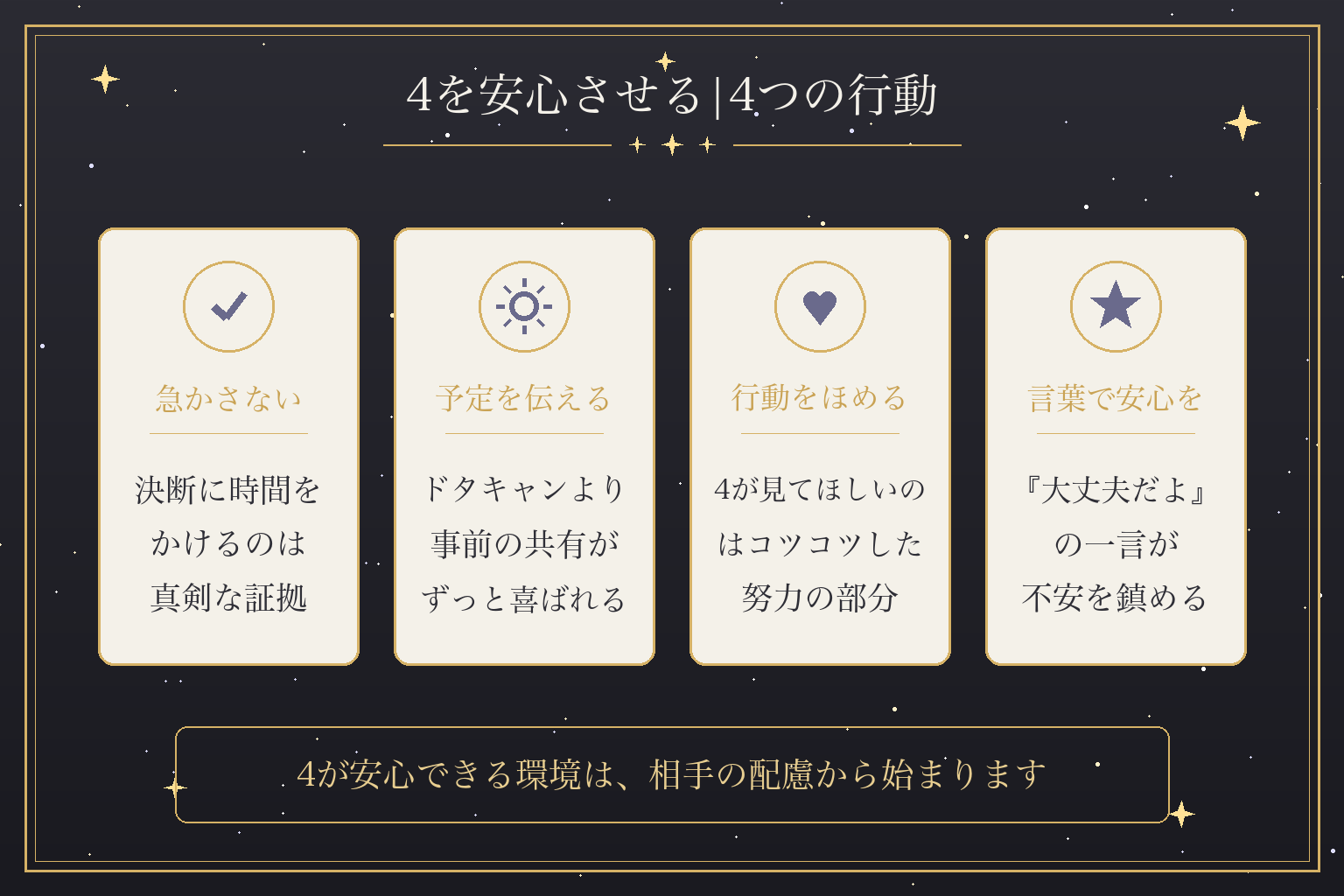 4を安心させる|4つの行動