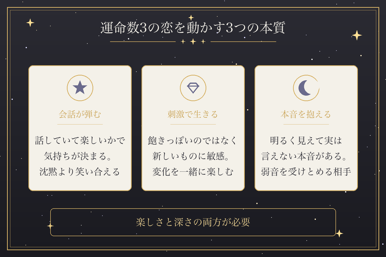 運命数3の恋を動かす3つの本質