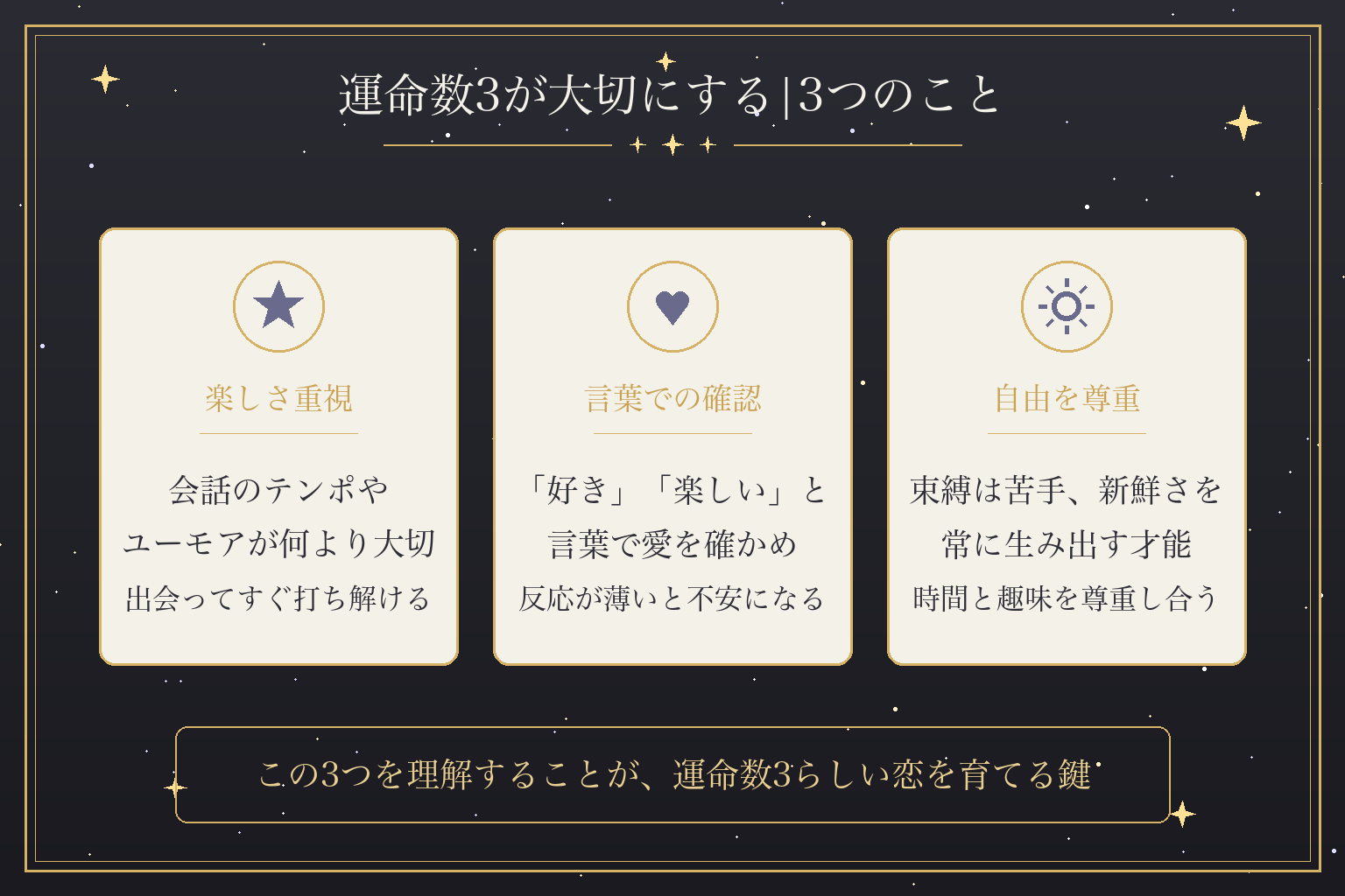 運命数3が大切にする|3つのこと